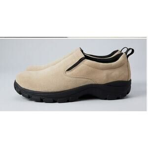 Lands' End Men's All-Weather Suede Slip on Size 11 Tan/Beige